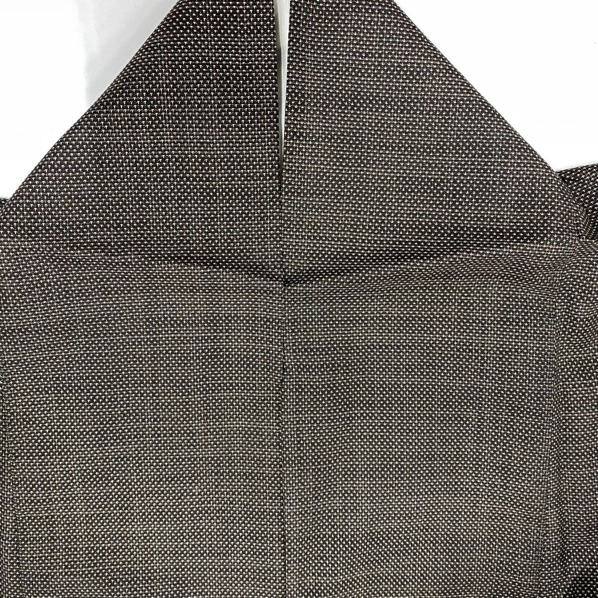 【美品】 付下 身長161cm 袖長62.5cm S 雙層 紬織織 建物 山脈 焦茶 純蠶絲 優品級