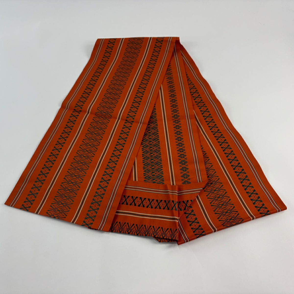 【美品】名古屋帶 優品級 八寸名古屋帶 松樹葉仕立 雜紋 獨鈷紋 紅茶 純蠶絲