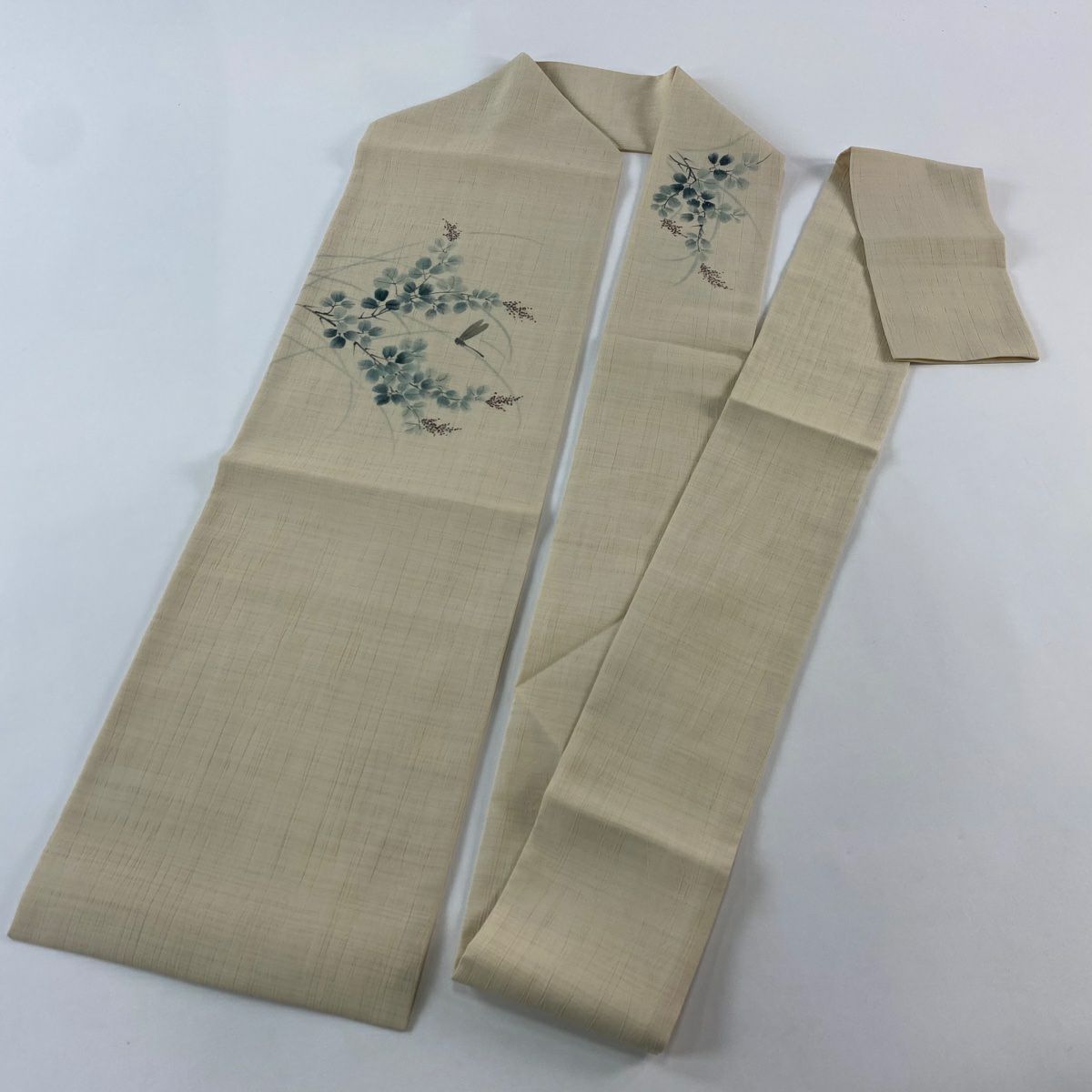 【庫存清倉】 名古屋帶 名品級 萩 螳螂 米色 純蠶絲