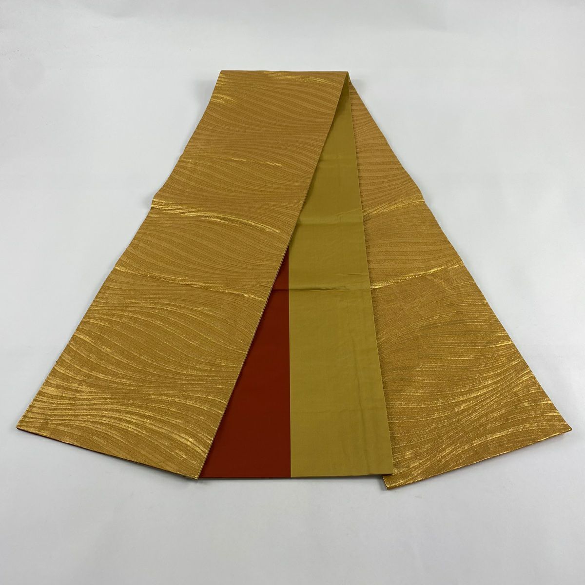 【美品】 袋帶 優品級 比翼仕立 雜幾何 金絲 金金箔 金 全通 純蠶絲