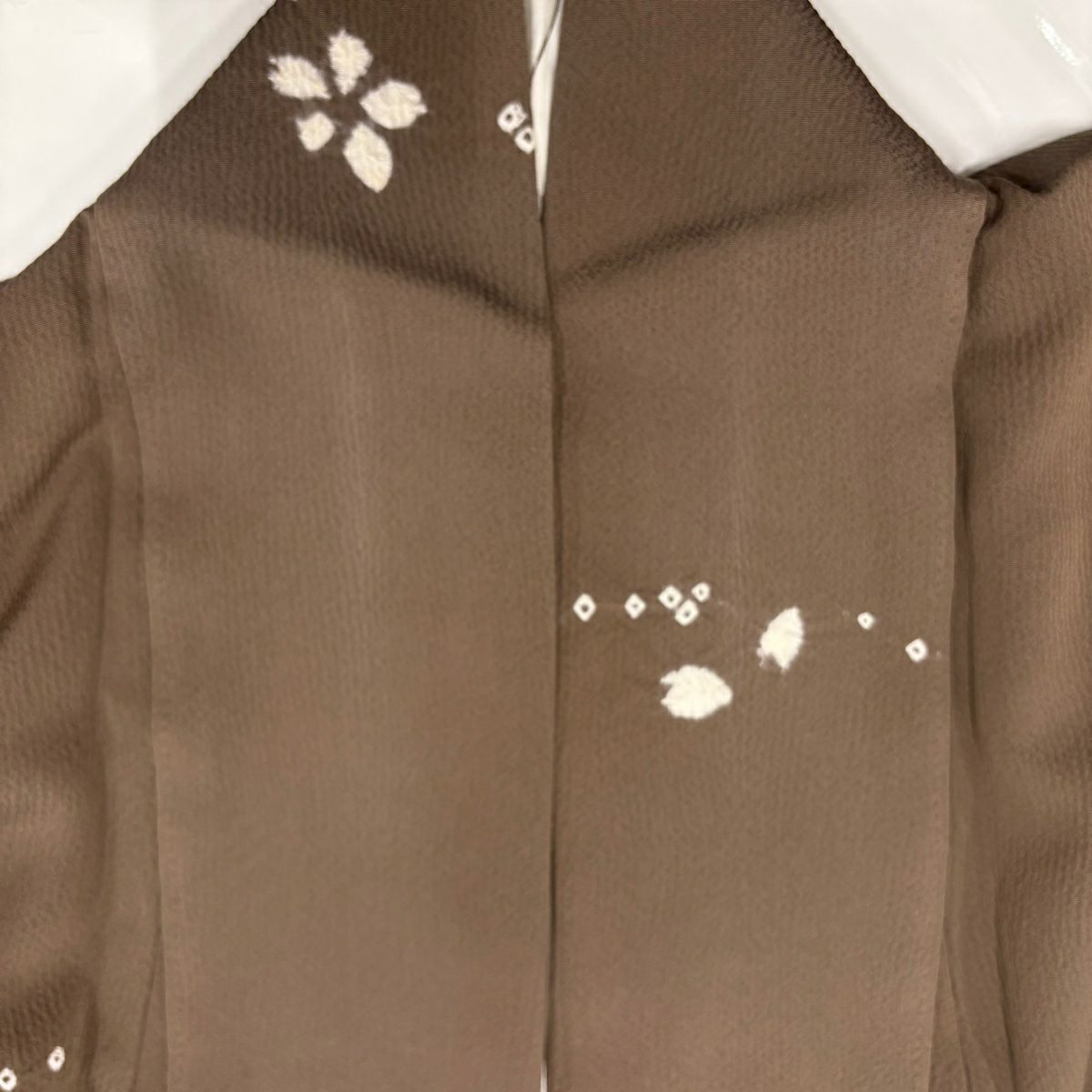 付下 身長161cm 袖長66cm M 雙層櫻櫻花瓣金彩裝飾絞染茶純蠶絲秀品級