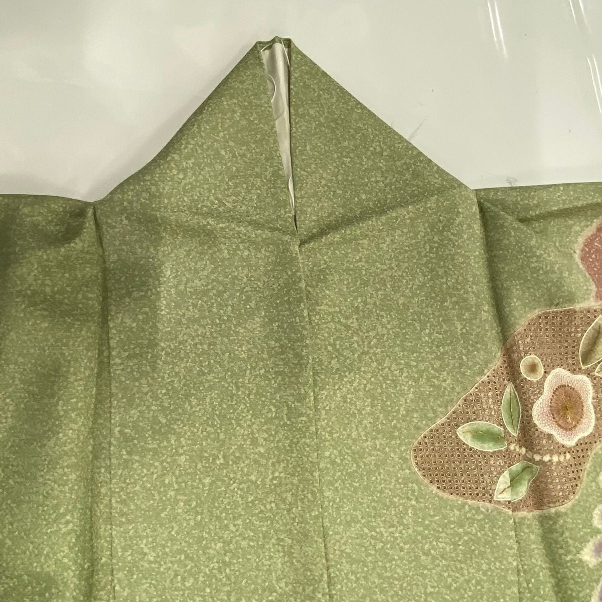 訪問服 身長164cm 袖長66.5cm M 雙層 草花紋紋 霞 金糸刺繡 蓬色 純蠶絲 秀品級