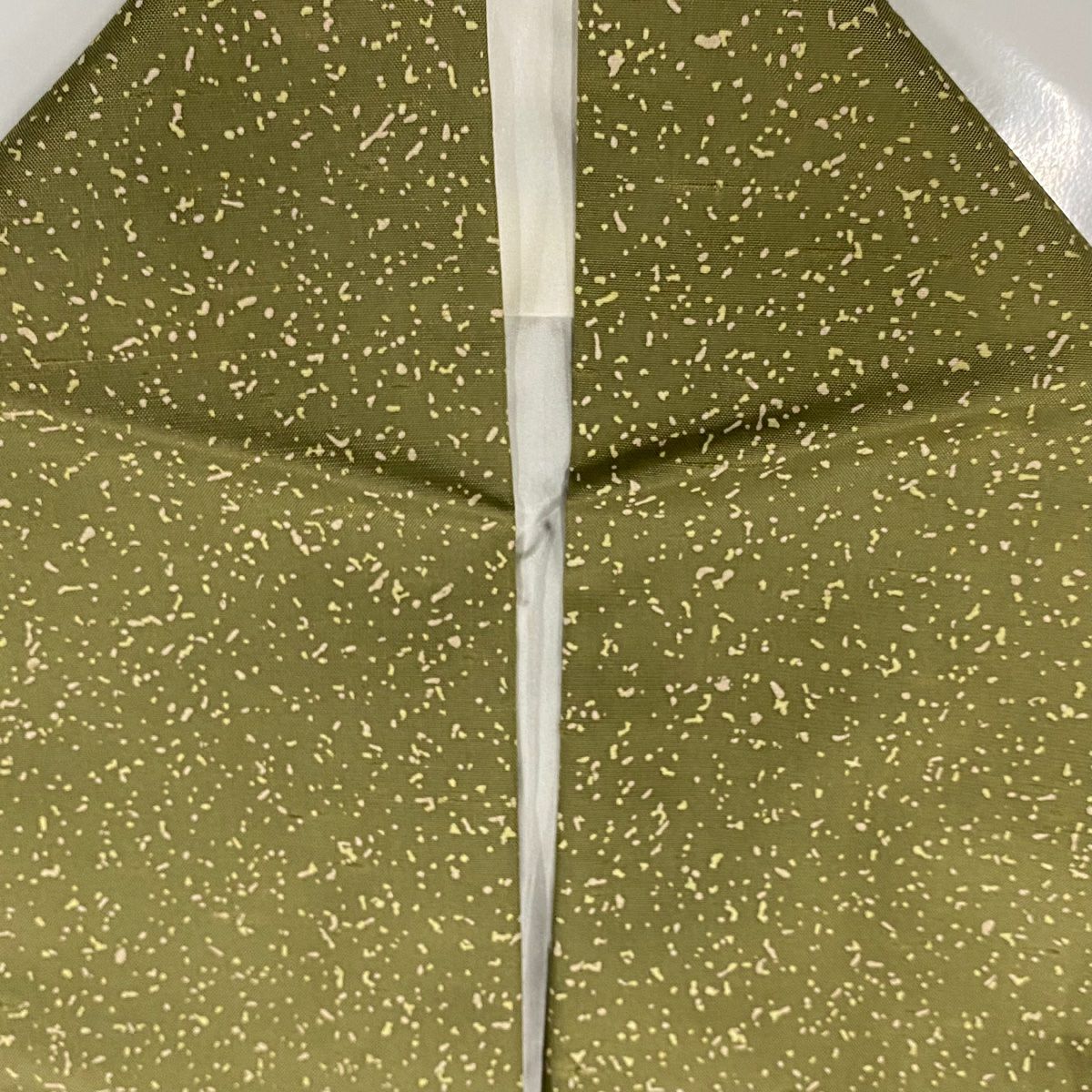 【美品】 小紋 身長161.5cm 袖長63.5cm S 雙層 紬織織 幾何學 鶯 純蠶絲 名品級
