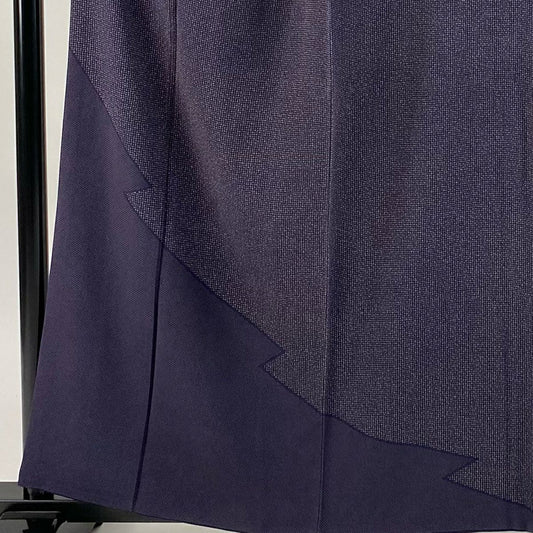 【庫存清倉】 【美品】 付下 身長158cm 袖長65cm M 雙層 附款式 幾何圖案 深紫 純蠶絲 名品級