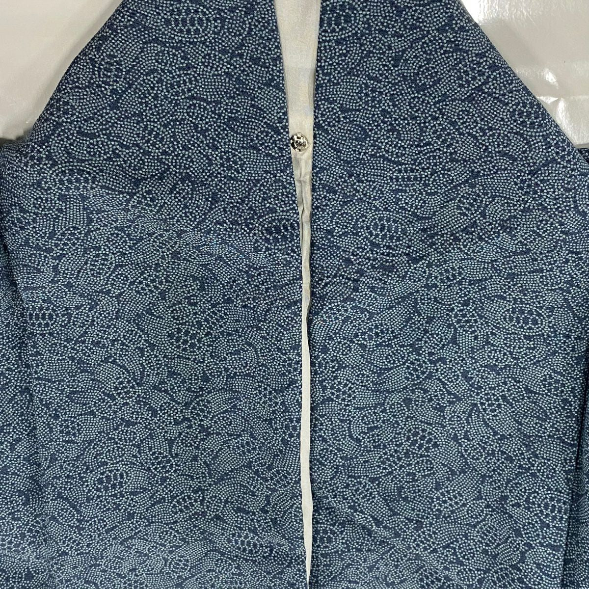 【庫存清倉】 江戶小紋 身長159cm 袖長64cm M 雙層 蓑龜 青灰 純蠶絲 名品級