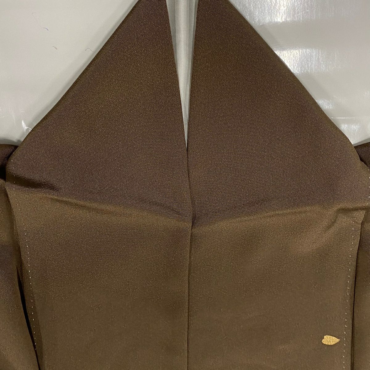 【庫存清倉】 【美品】 訪問服 身長158.5cm 袖長63cm S 雙層 若松樹 櫻花 金糸 刺繡 茶 純蠶絲 名品級