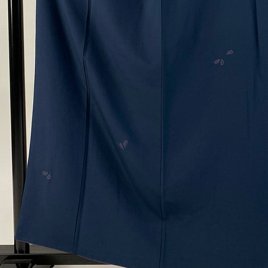 【庫存清倉】 【美品】 付下 身長160cm 袖長62.5cm S 雙層 辻村ジュサブロー 落款あり 花瓣 金彩裝飾 深藍 純蠶絲 名品級