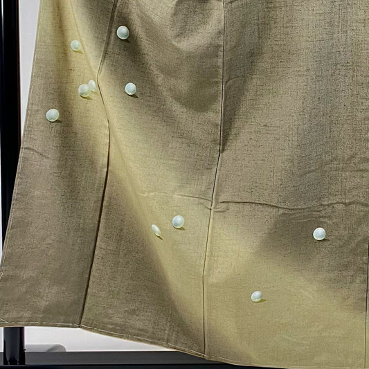 【庫存清倉】 【美品】 付下 身長157.5cm 袖長64cm M 雙層 五月綠 紬織織 地落款 真的 珍珠 漸層 灰茶 純蠶絲 名品級