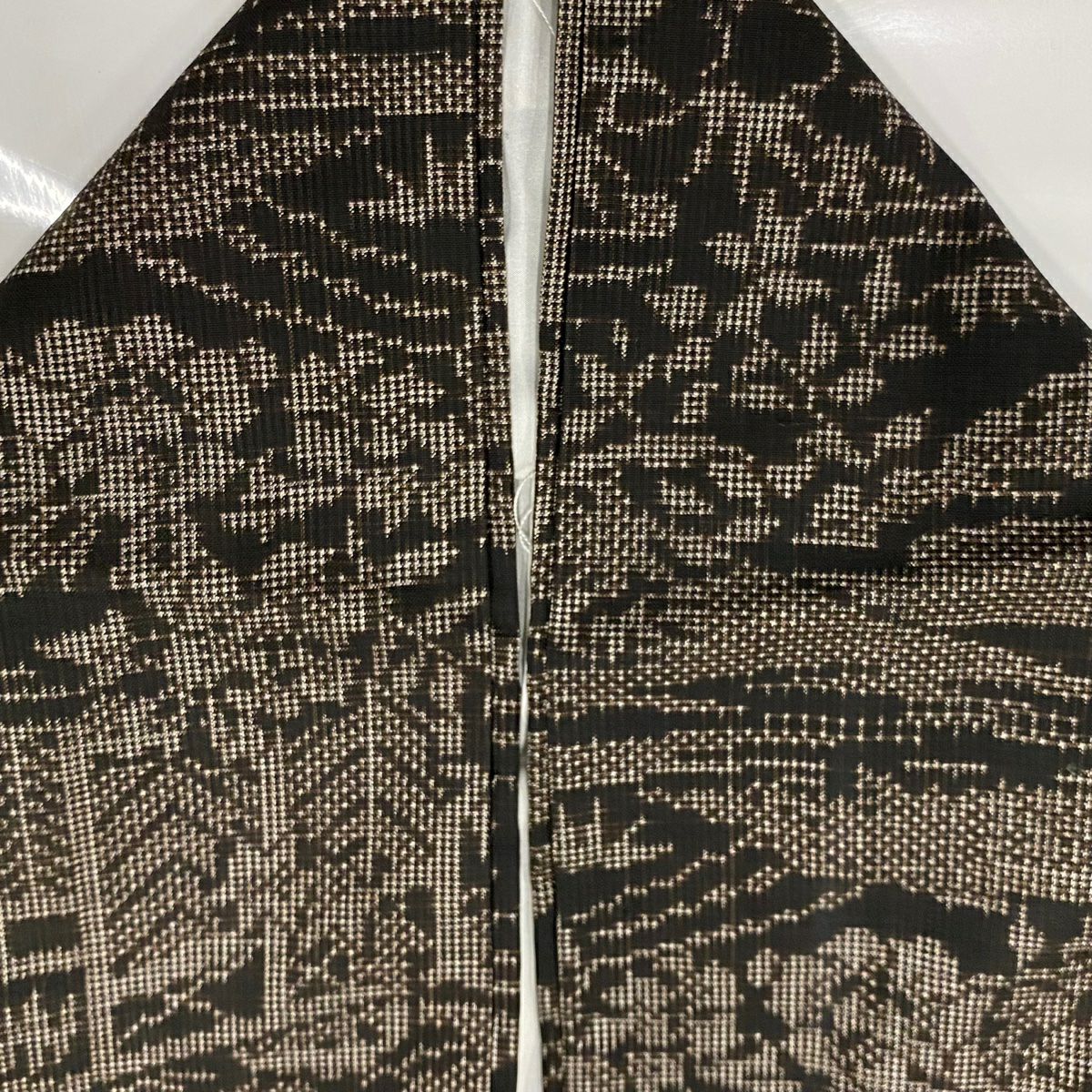 【美品】 紬織 身長157cm 袖長63cm S 雙層 流水 松樹 焦茶 純蠶絲 優品級