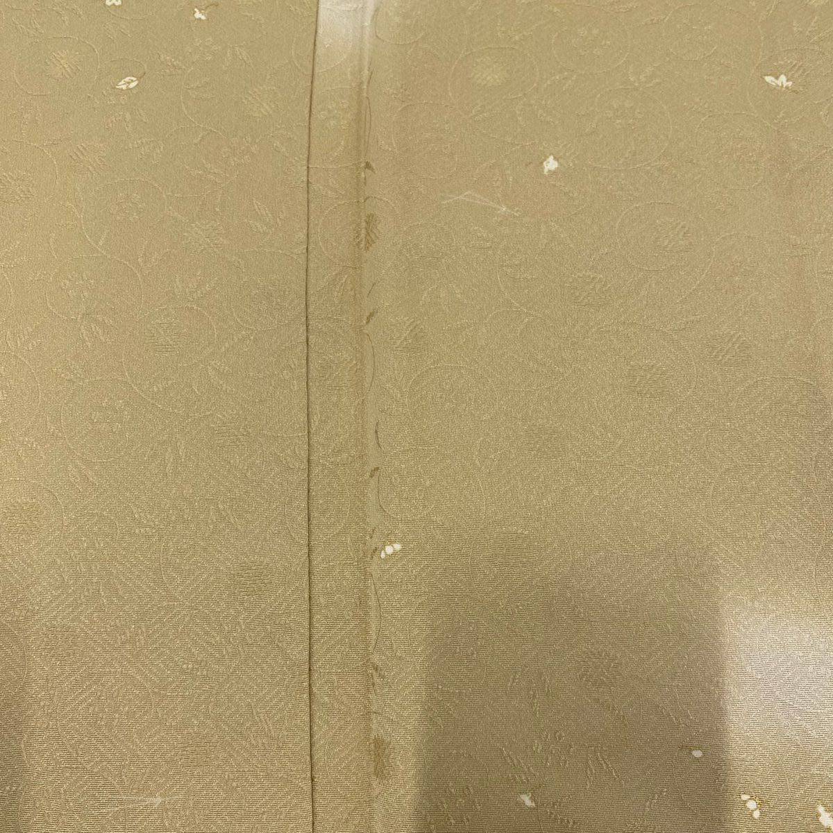 【庫存清倉】 小紋 身長160cm 袖長61.5cm S 雙層 地紋 花 金銀彩 漸層 米色 純蠶絲 名品級