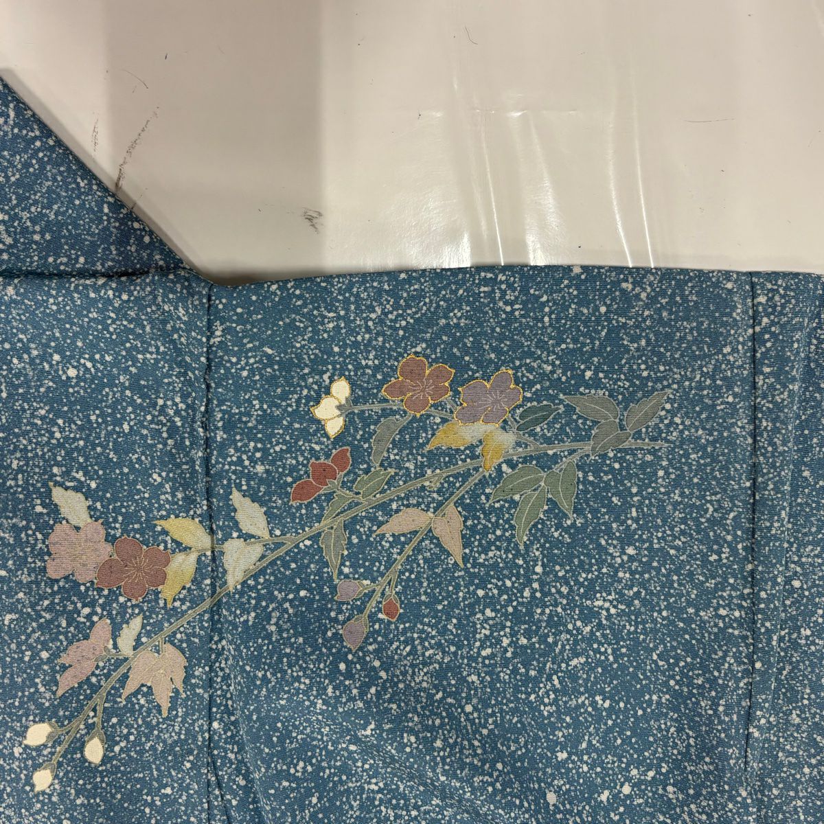 【庫存清倉】訪問服 身長151.5cm 袖長63cm S 雙層 草花紋紋 金銀彩 漸層 水藍色 純蠶絲 名品級