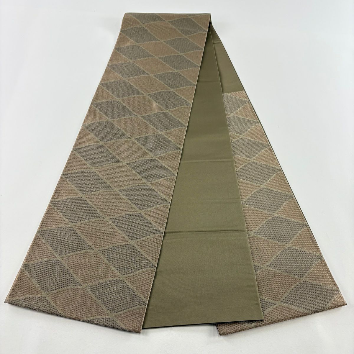 袋帶 秀品級 幾何圖案 斜條 灰茶 六通 純蠶絲