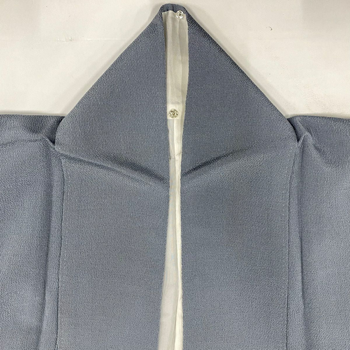 付下 身長159.5cm 袖長63.5cm S 雙層 裾暈染 染分 縮緬 青灰 純蠶絲 優品級