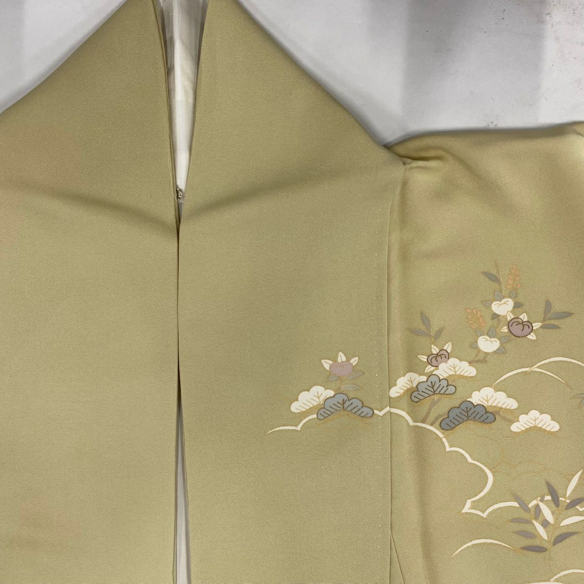 訪問服 身長151.5cm 袖長64cm M 雙層 草花紋紋 間垣 金銀彩 金絲 米色 純蠶絲 優品級