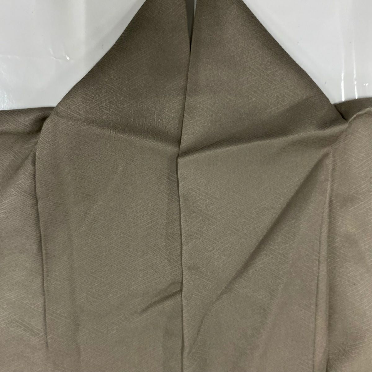 付下 身長160.5cm 袖長62.5cm S 雙層 短冊 草花紋紋 刺繡 金彩裝飾 灰茶 純蠶絲 優品級