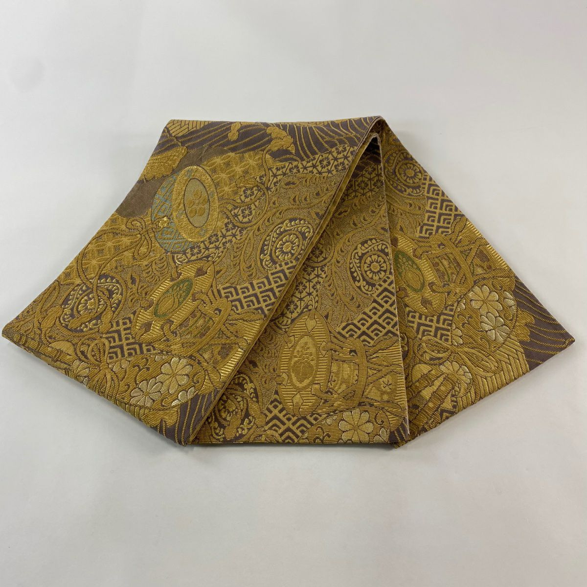 【庫存清倉】 袋帶 名品級 鼓 太鼓 金銀絲 灰紫 六通 純蠶絲