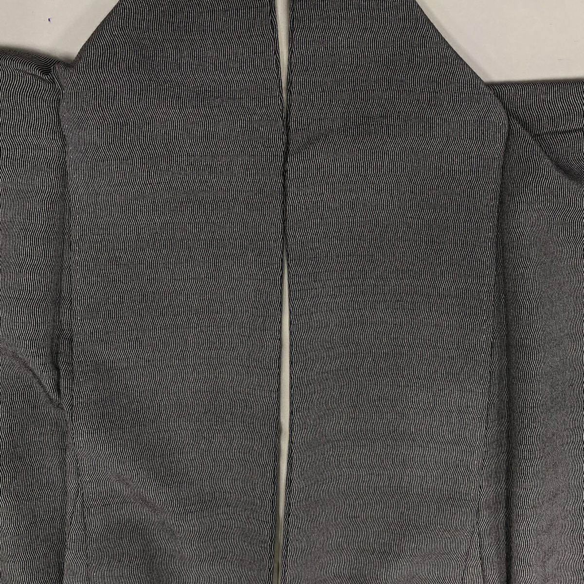 【清倉】 【美品】 江戶小紋 身長154.5cm 袖長62.5cm S 雙層 廣瀬雄望 落款あり よろけ縞 灰 純蠶絲 名品級 一つ紋