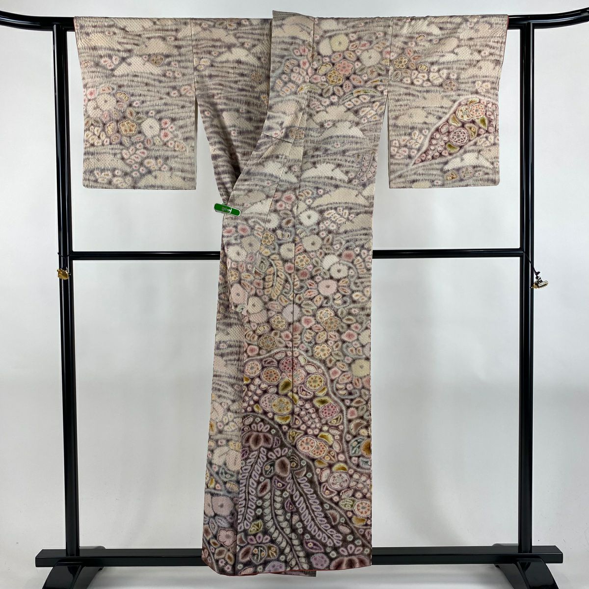【美品】訪問服 身長155cm 袖長63.5cm S 雙層 京屋林藏 有落款 辻花染 漸層 淡小豆 純蠶絲 逸品級