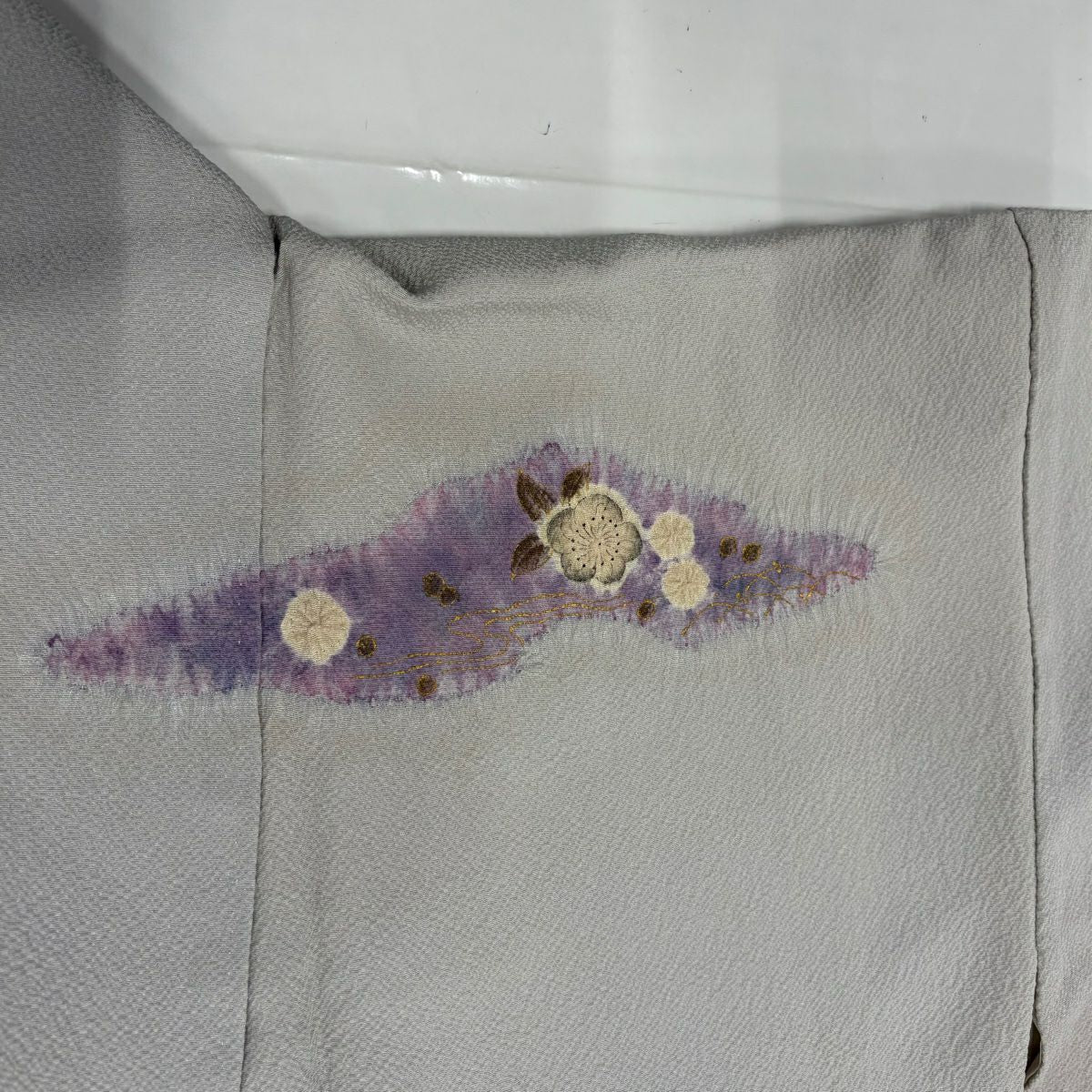 【庫存清倉】訪問服 身長153.5cm 袖長63cm S 雙層 滝泰 有落款 辻花染 金銀彩 漸層 灰色 純蠶絲 名品級 一つ紋