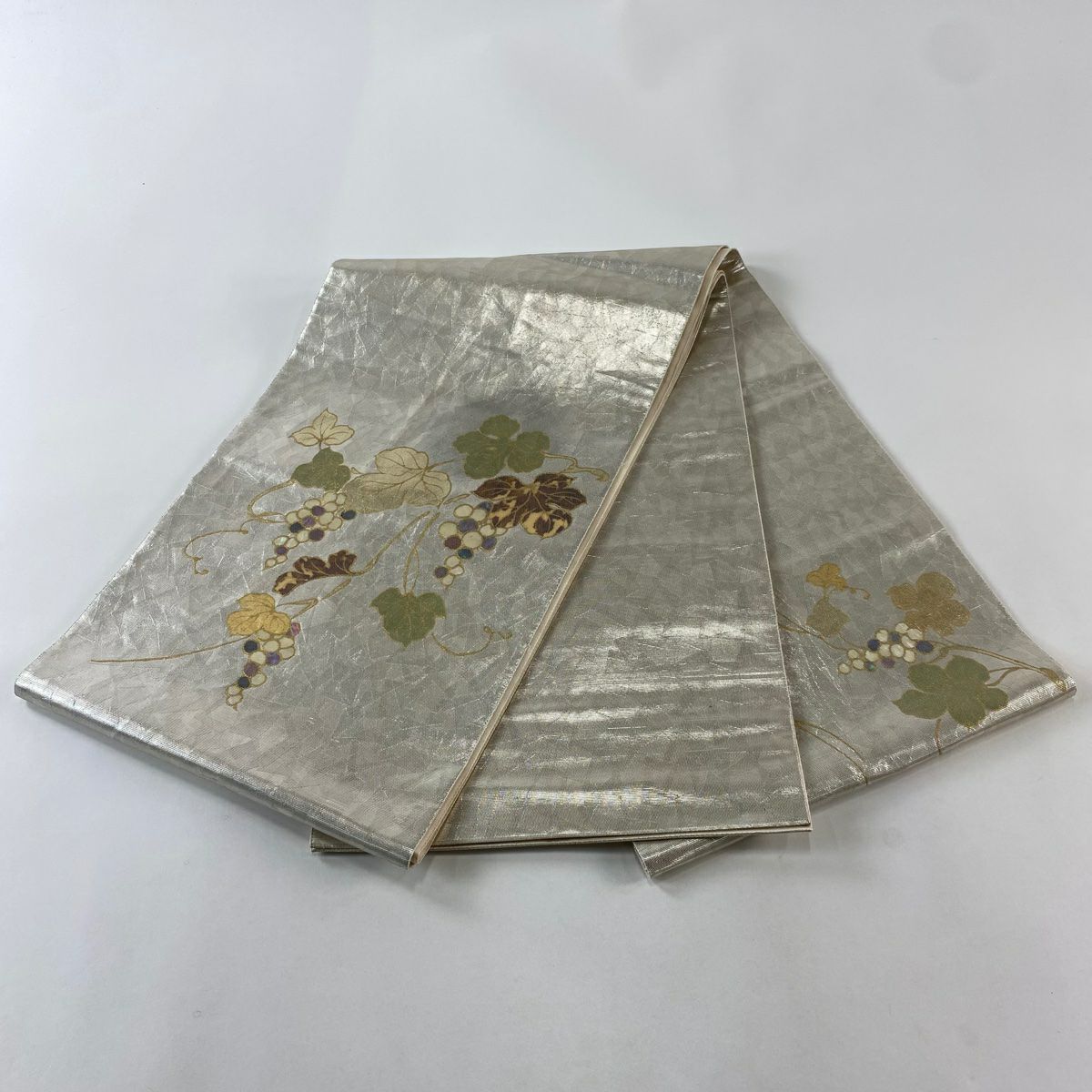 袋帶 秀品級 關西仕立 葡萄 金金箔 金銀彩 大鼓圖案 純蠶絲