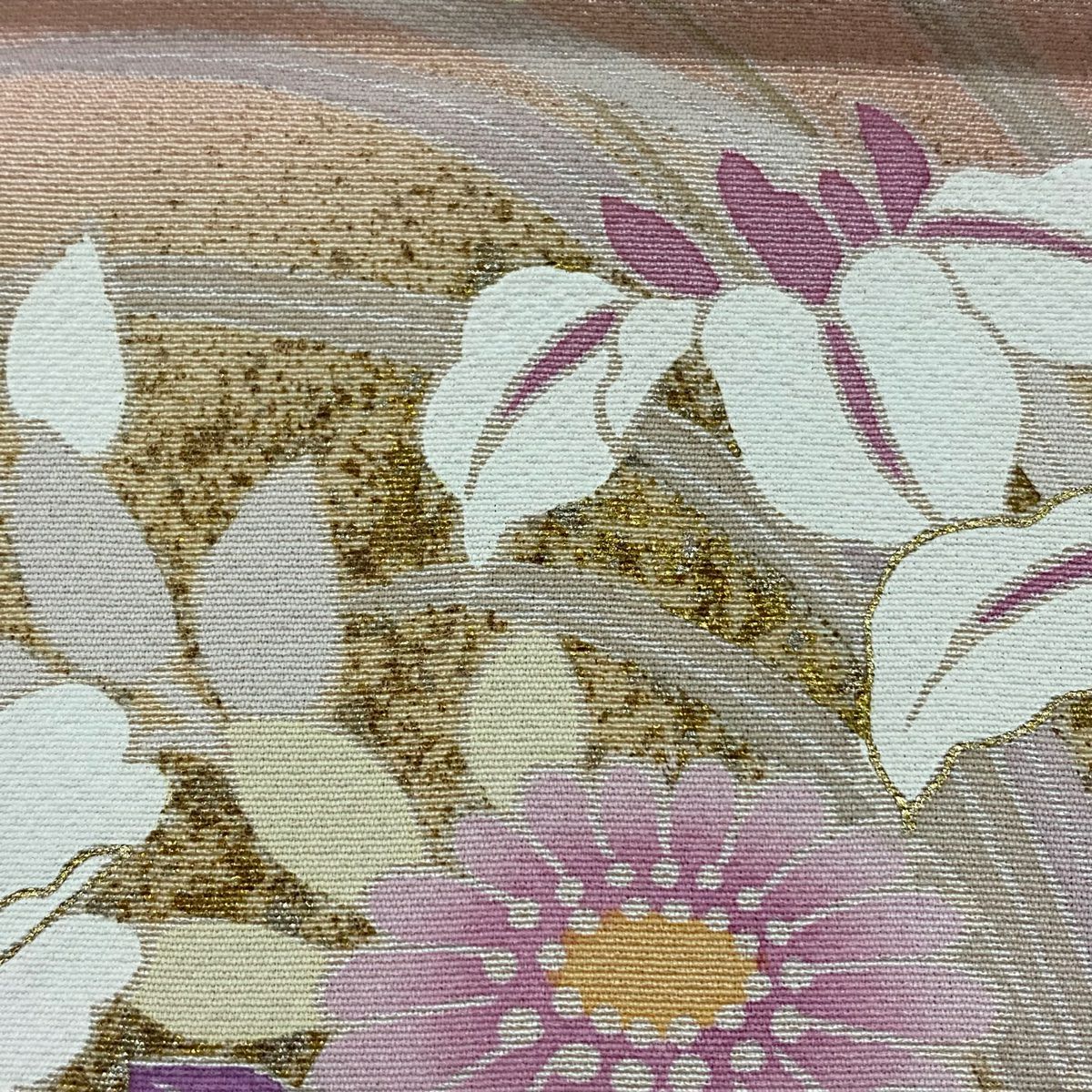 訪問服 身長159cm 袖長63cm S 雙層 花籠 菊花 金銀彩 粉紅 純蠶絲 名品級