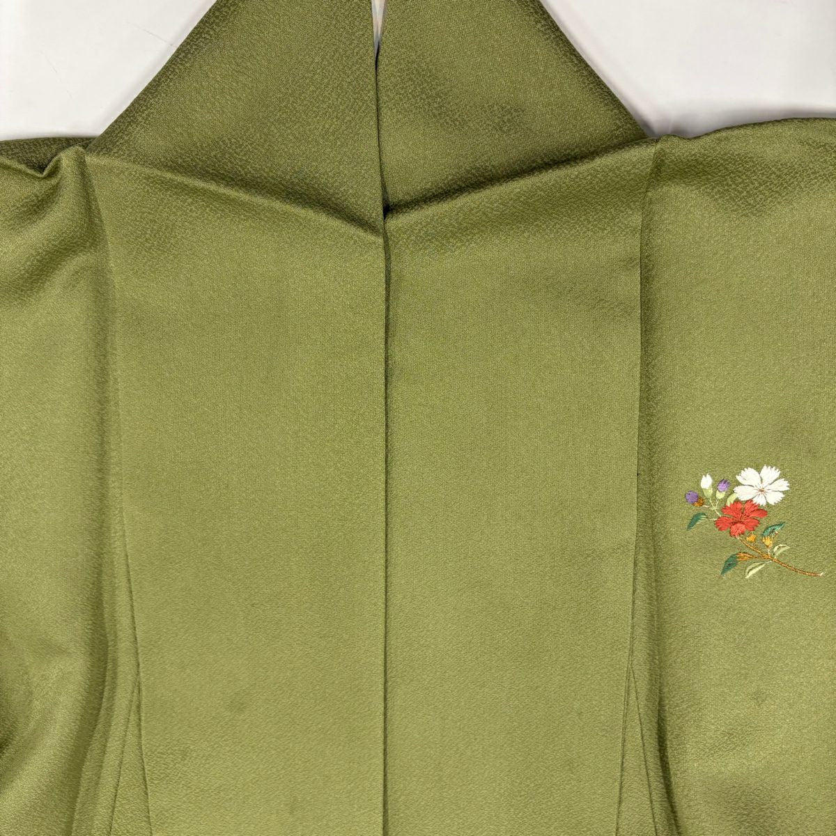 付下 身長157.5cm 袖長64cm M 雙層 檜扇子 人物刺繡 金彩裝飾 蓬色 純蠶絲 秀品級