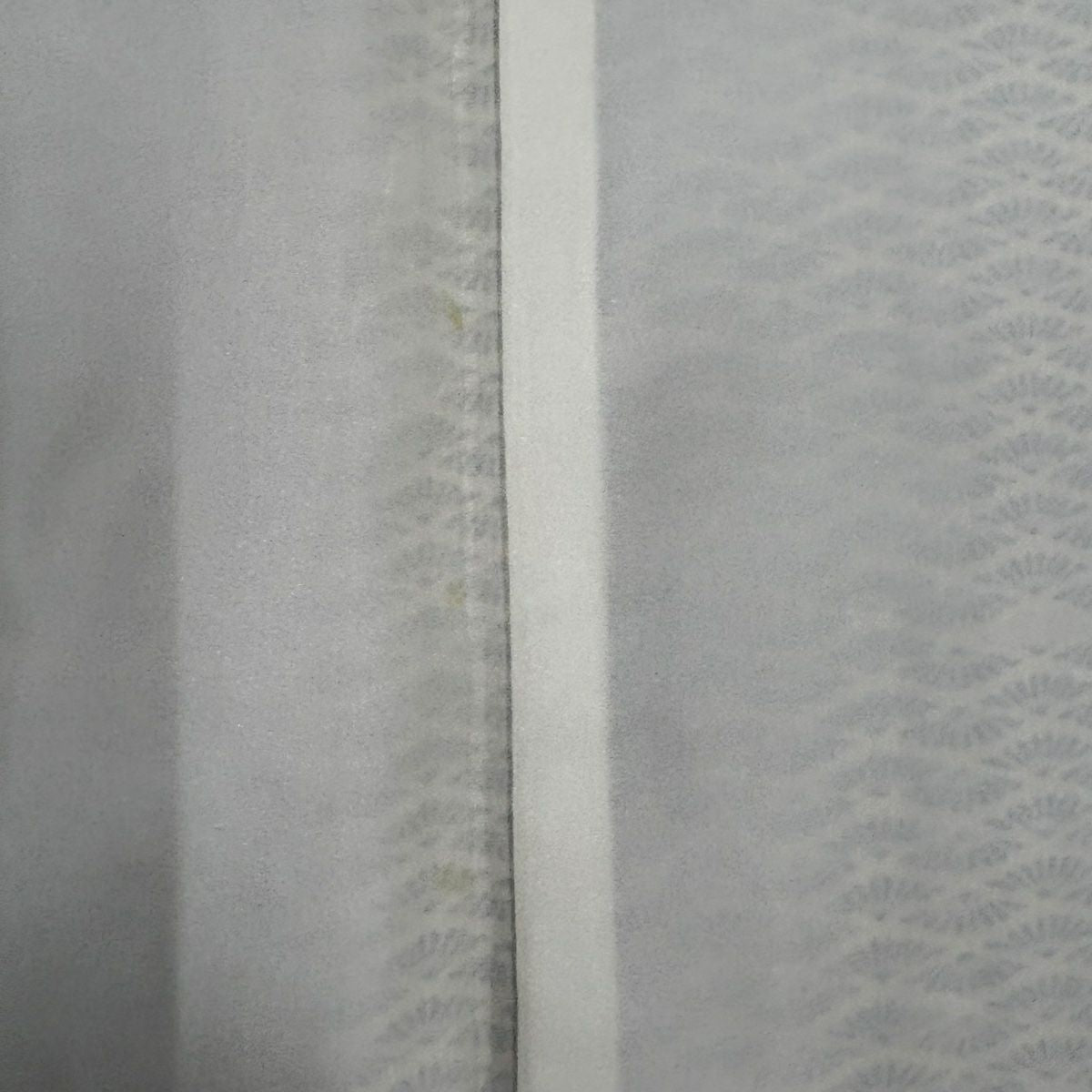 【美品】 小紋 身長164cm 袖長64.5cm M 雙層 扇子 黑灰 純蠶絲 名品級