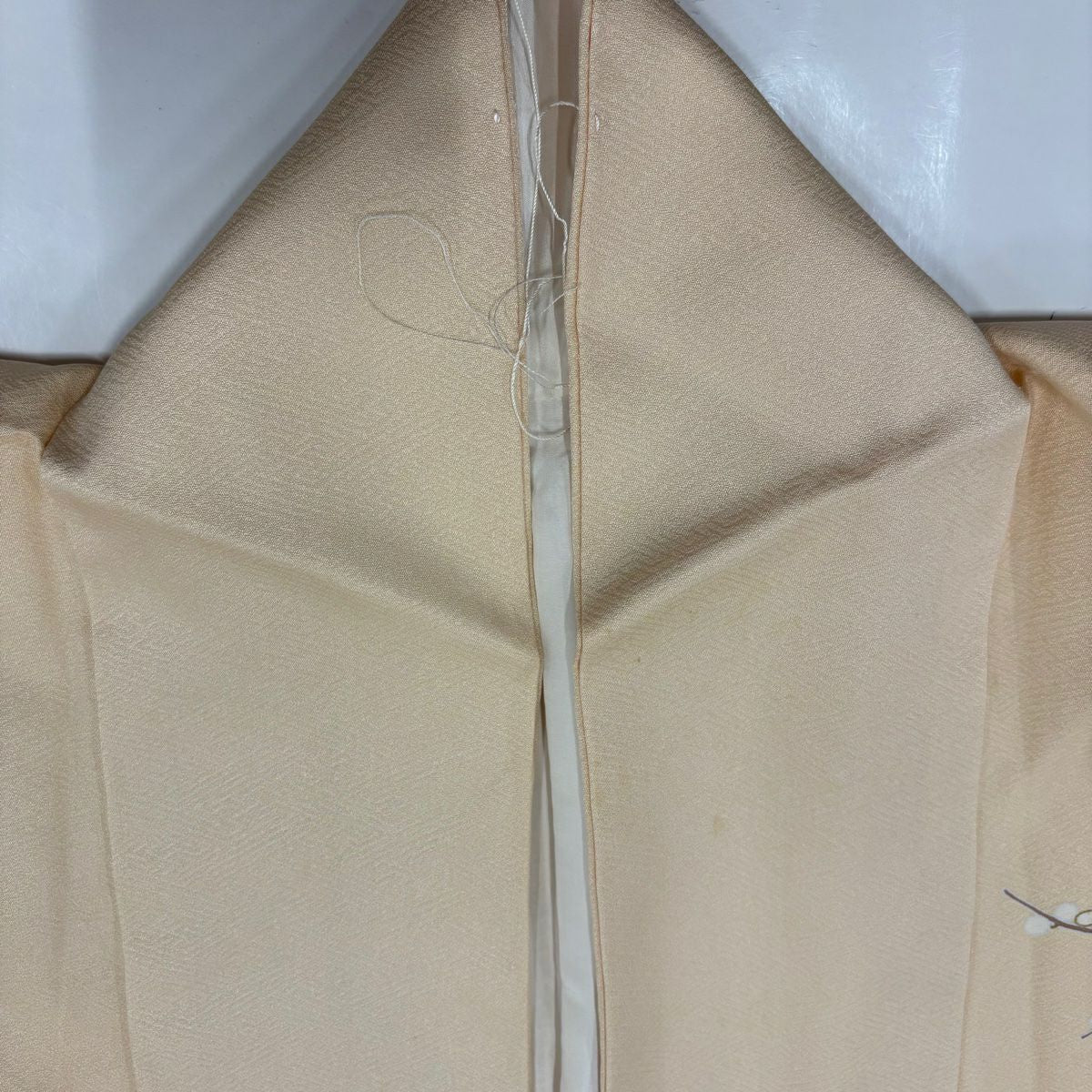 訪問服 身長153cm 袖長64.5cm M 雙層 牡丹 枝梅花 刺繡 金彩裝飾 淺橙色 純蠶絲 優品級