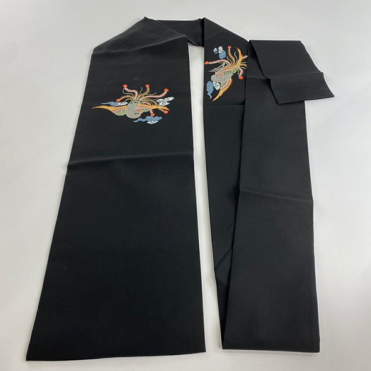 名古屋帶 優品級 鳥 雲紋 黑 純蠶絲