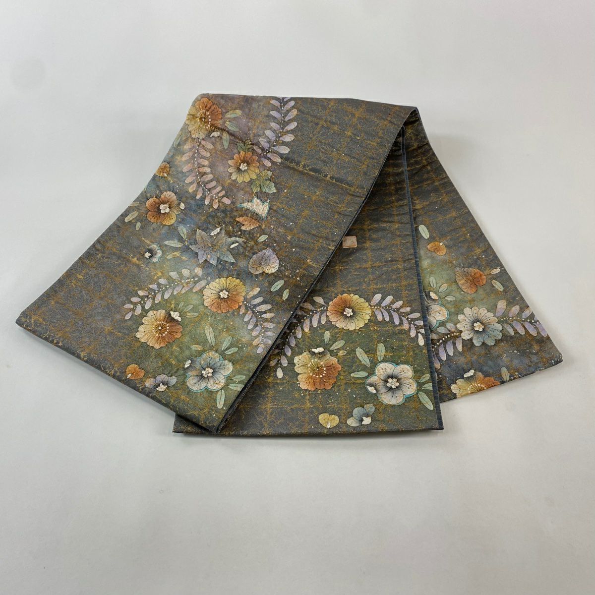 【美品】 袋帶 名品級 落款あり 辻花染 銀通し 金金箔 深藍 お太鼓柄 純蠶絲