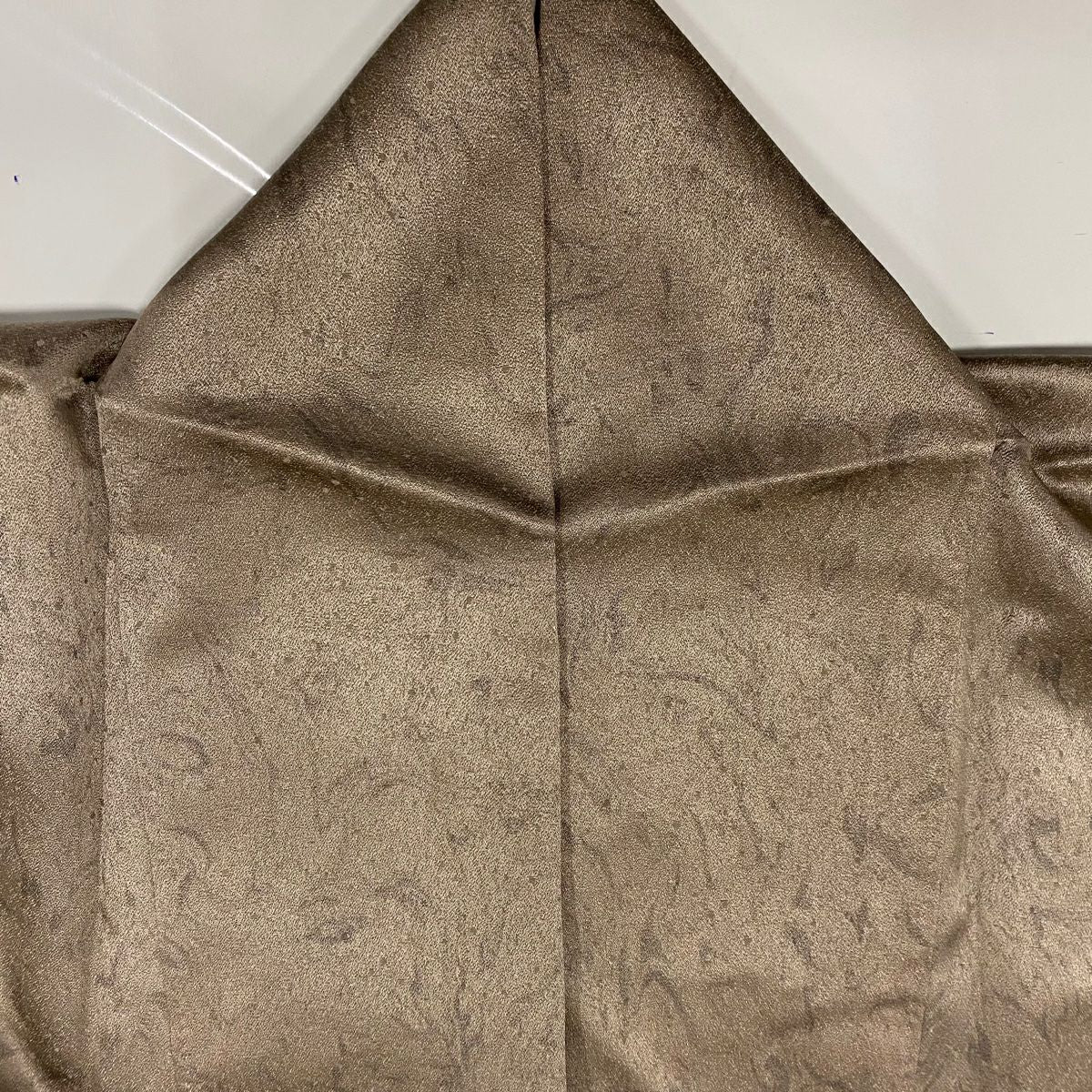 【美品】 付下 身長160cm 袖長61cm S 雙層 草花紋紋 霞 漸層 薄茶 純蠶絲 名品級