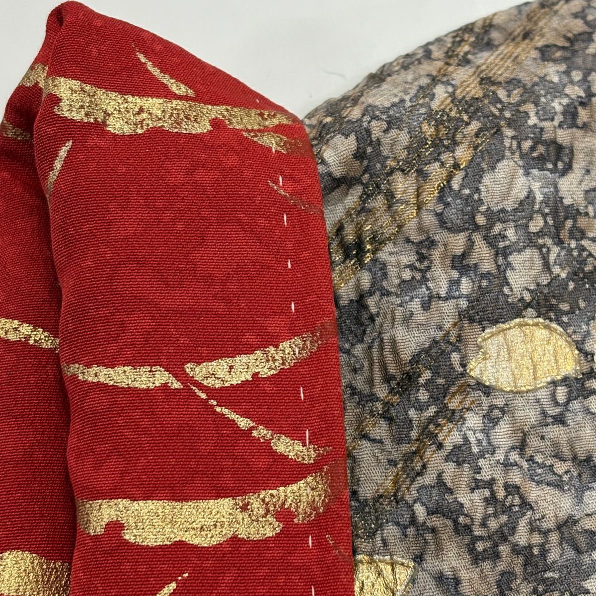 振袖禮服 身長154.5cm 袖長62cm S 雙層 櫻花 波紋 刺繡 金彩裝飾 灰茶 純蠶絲 秀品級