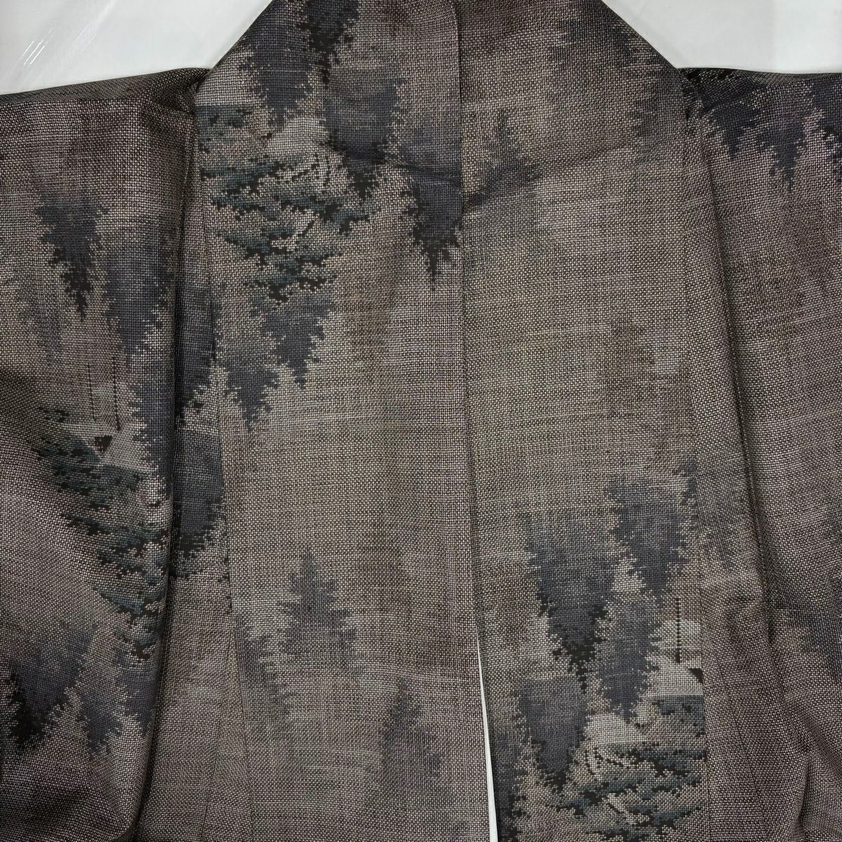 【美品】 紬織 身長160.5cm 袖長66cm M 雙層 大和 樹木 家屋 焦茶 純蠶絲 秀品級
