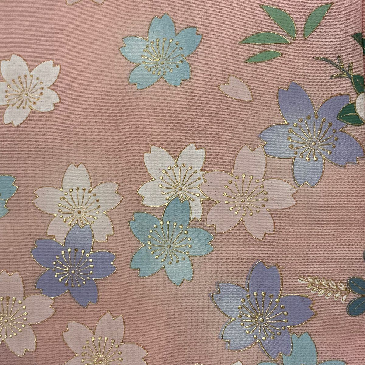 付下 身長163.5cm 袖長66.5cm M 雙層 櫻花 扇子子 金銀彩 漸層 粉色 純蠶絲 優品級