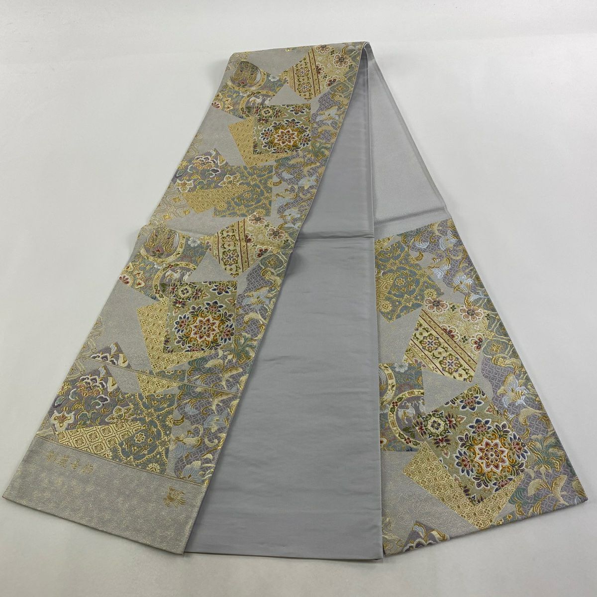 【美品】 袋帶 秀品級 證書齊全 色紙 華紋 金絲 金金箔 銀 六通 純蠶絲