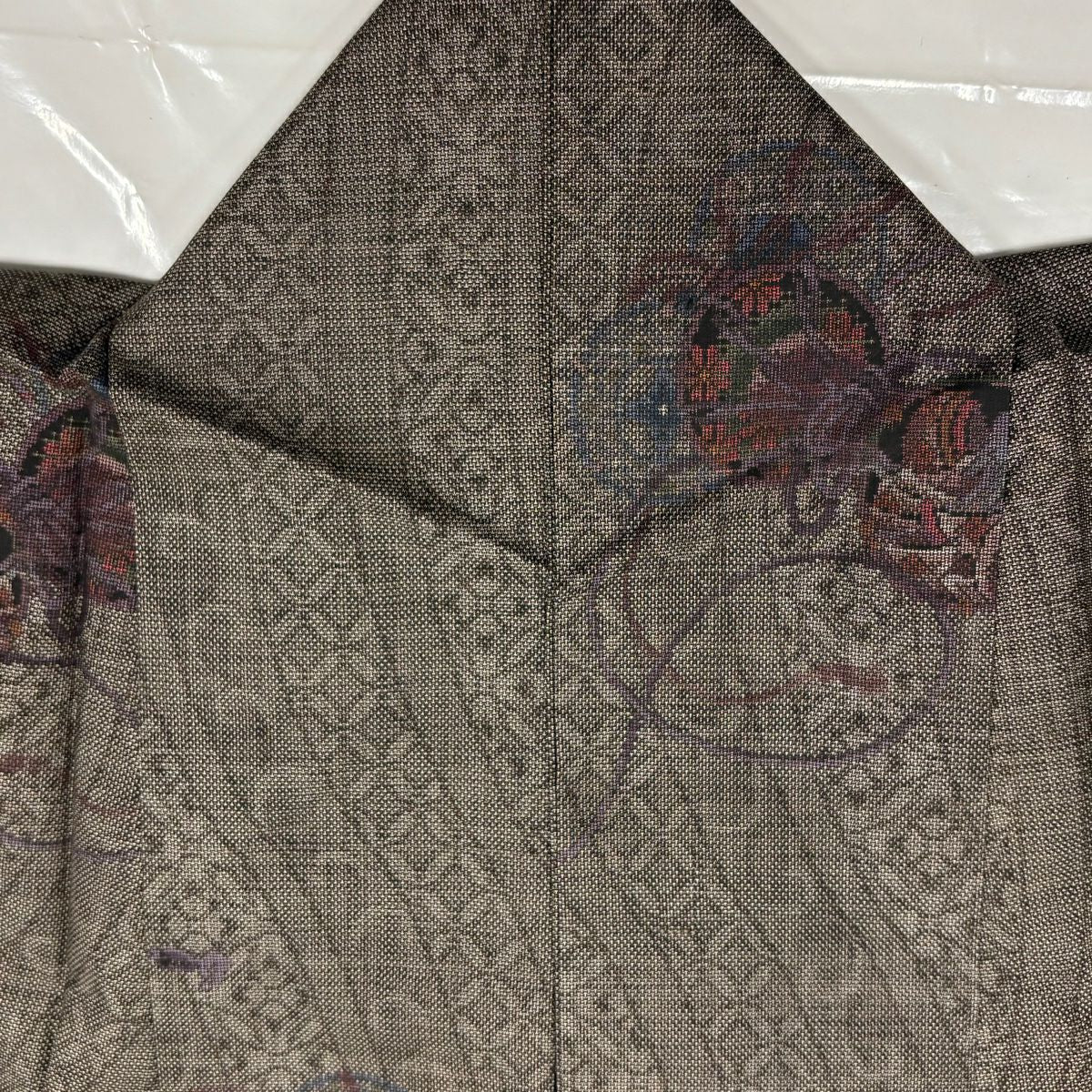 【美品】 紬織 身長157.5cm 袖長63cm S 雙層 鼓 姫 焦茶 純蠶絲 秀品級