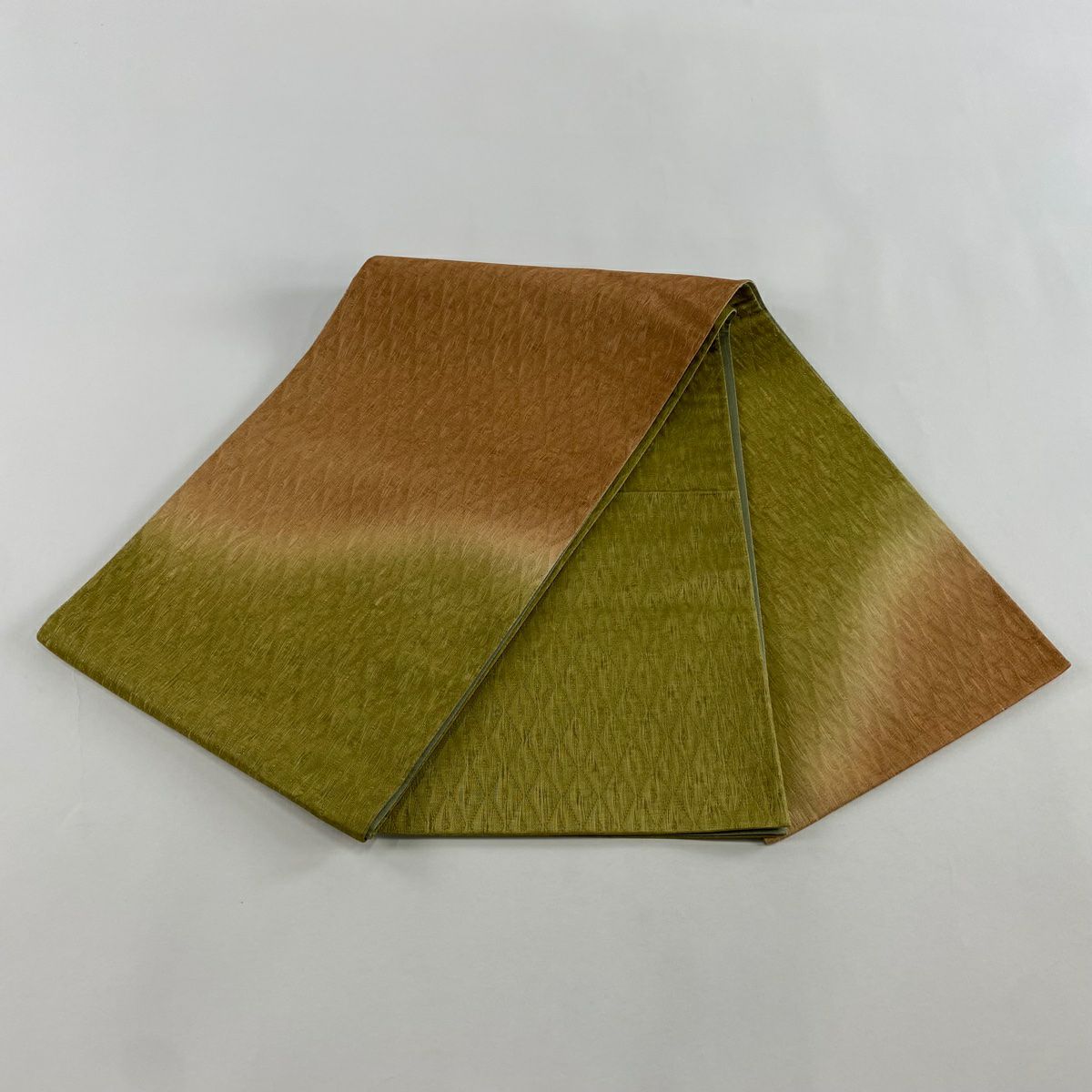 【美品】 袋帶 秀品級 菱 金糸 橙色 全通 純蠶絲