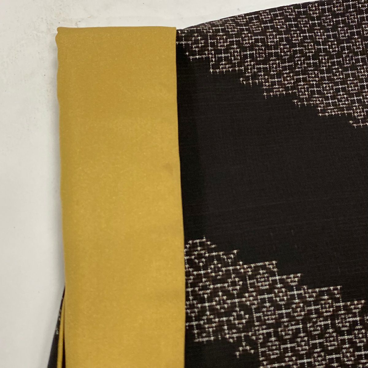【美品】 紬織 身長163cm 袖長66cm M 雙層 幾何學 焦茶 純蠶絲 秀品級