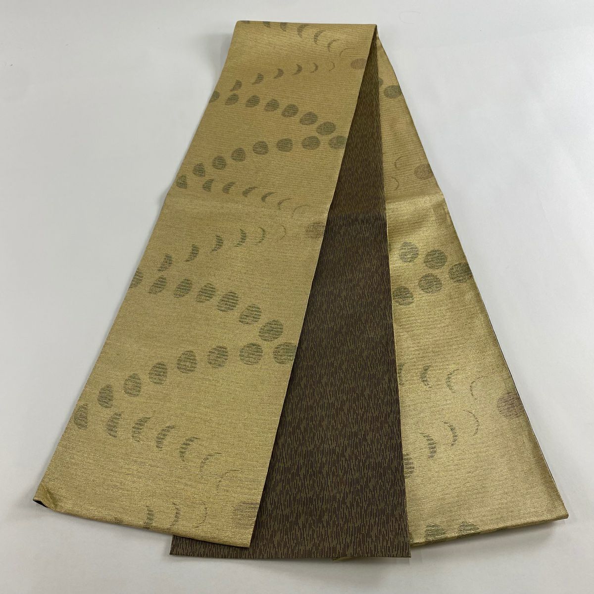 【美品】 袋帶 名品級 金色 全通 純蠶絲