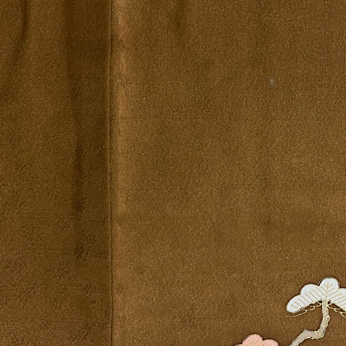 訪問服 身長163.5cm 袖長66cm M 雙層 菊花 松樹竹子梅花 金銀彩 漸層 茶 純蠶絲 秀品級