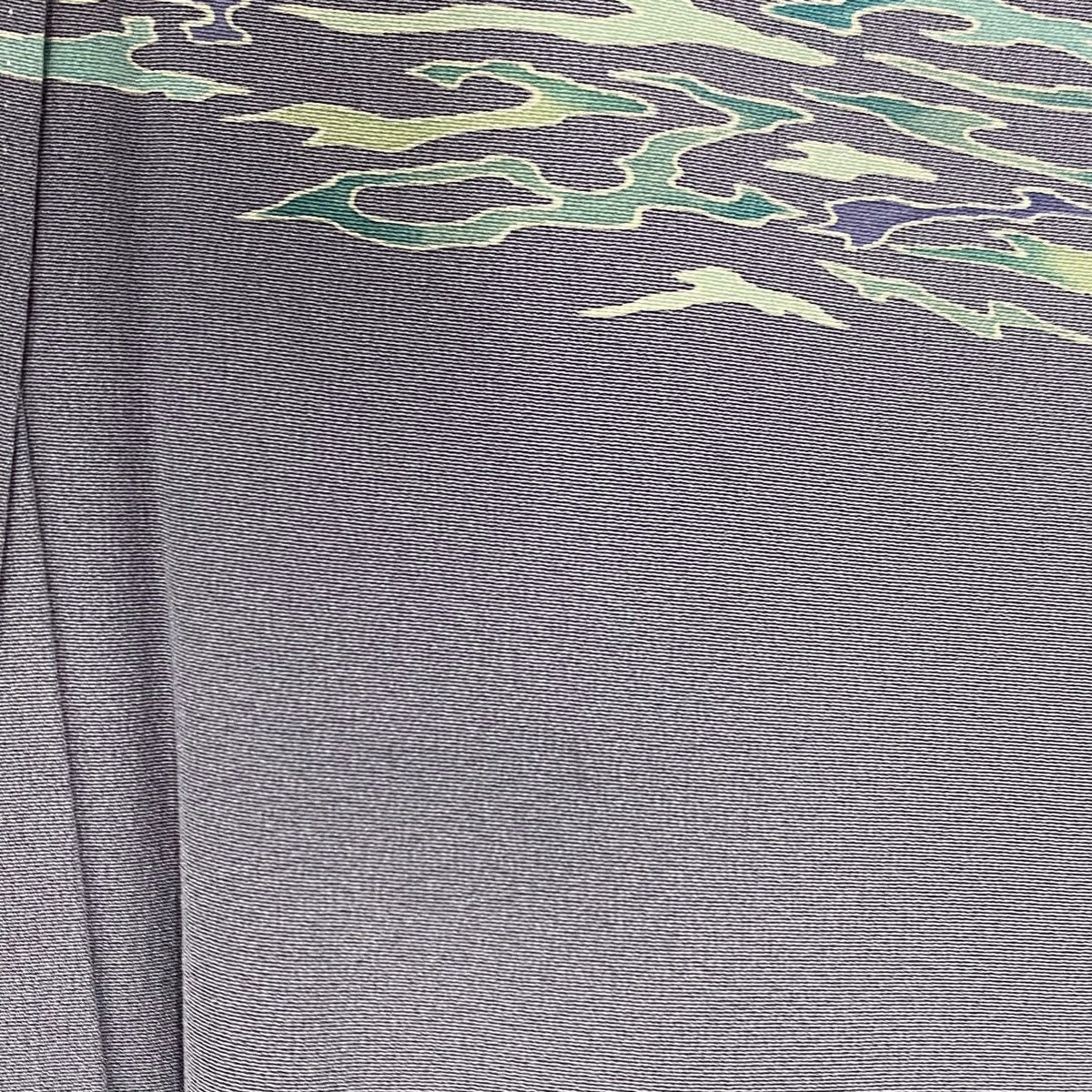 訪問服 身長158cm 袖長63.5cm S 雙層 落款有 風景 葉子 薄紫 純蠶絲 秀品級 一個紋