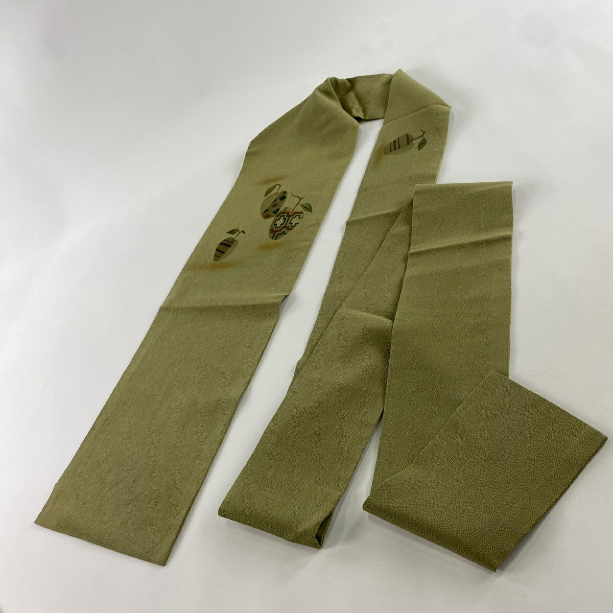 【美品】 名古屋帶 名品級 蘋果 絞染 金銀彩 抹茶 純蠶絲