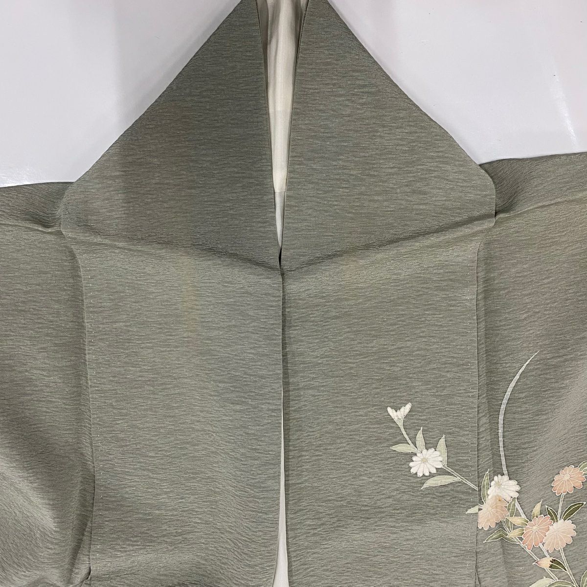 訪問服 身長152cm 袖長63.5cm S 雙層 童 萩 漸層 灰綠 純蠶絲 秀品級