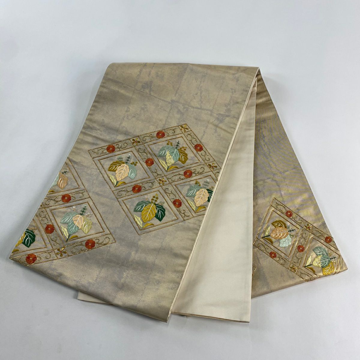 袋帶 秀品級 桐 菱 刺繡 金絲 金色 大鼓圖案 純蠶絲