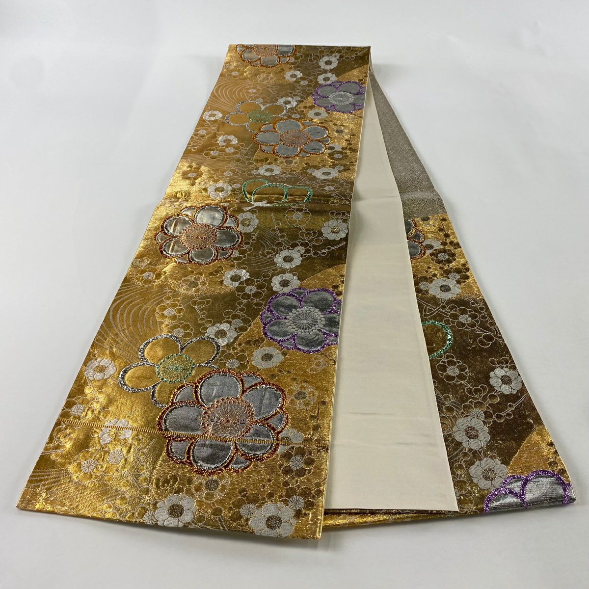 袋帶 秀品級 梅花 金絲 金金箔 金 六通 純蠶絲