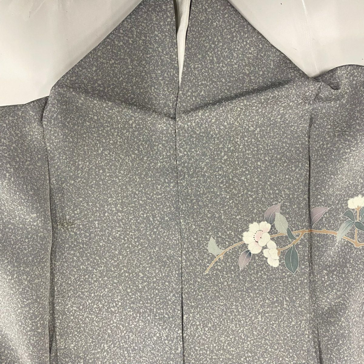 訪問服 身長157cm 袖長64cm M 雙層 枝花 漸層 灰 純蠶絲 優品級