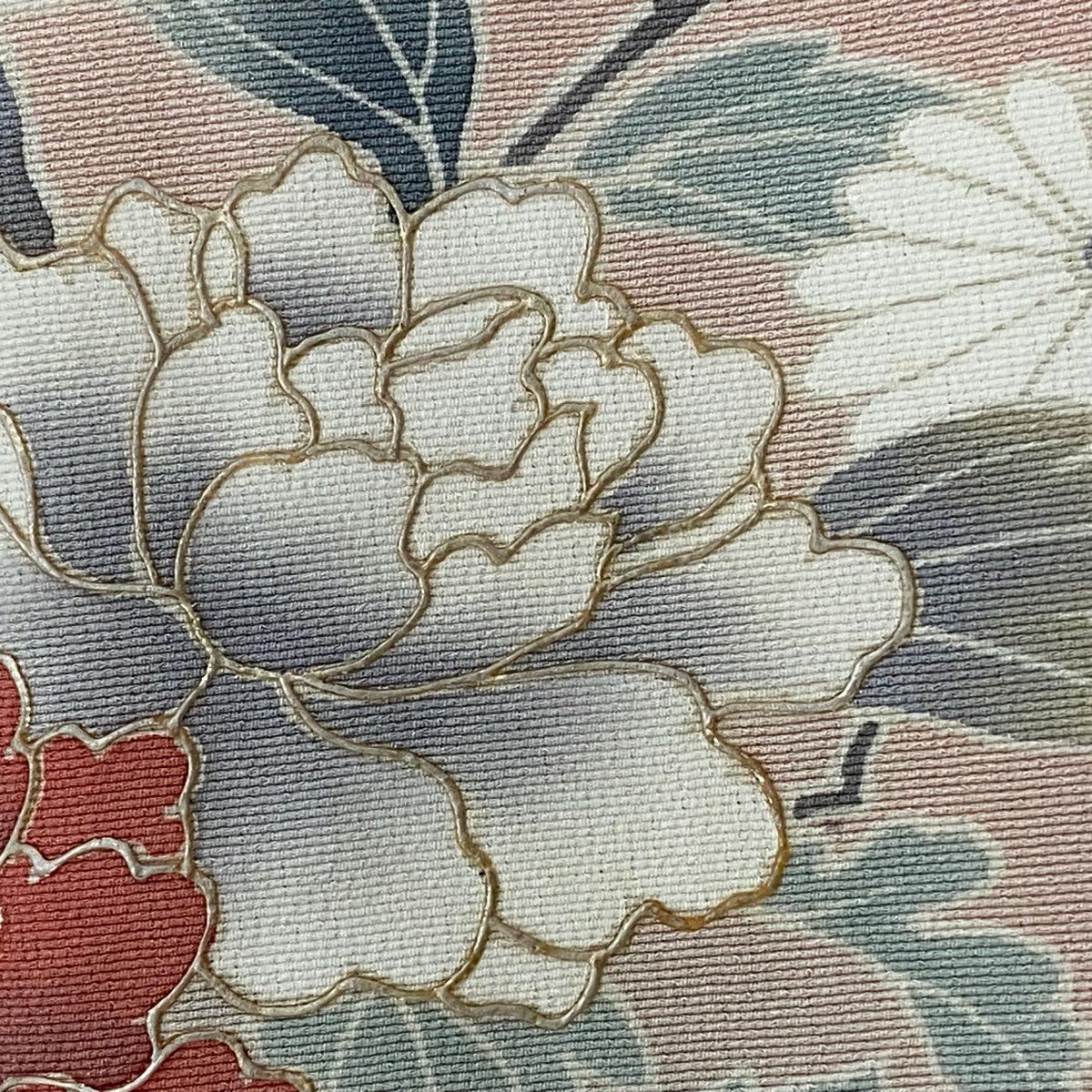 訪問服 身長159.5cm 袖長63.5cm S 雙層 牡丹 菊花 金銀彩 漸層 粉色 純蠶絲 優品級