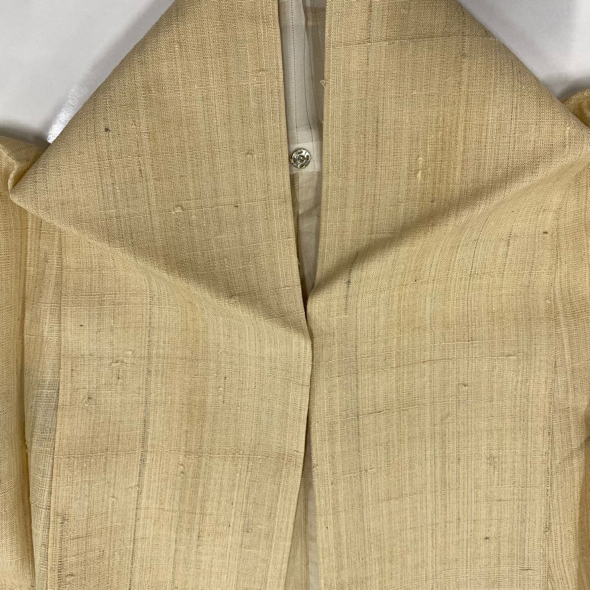 【美品】 付下 身長155.5cm 袖長65cm M 薄物 舟 樹木 米色 純蠶絲 名品級