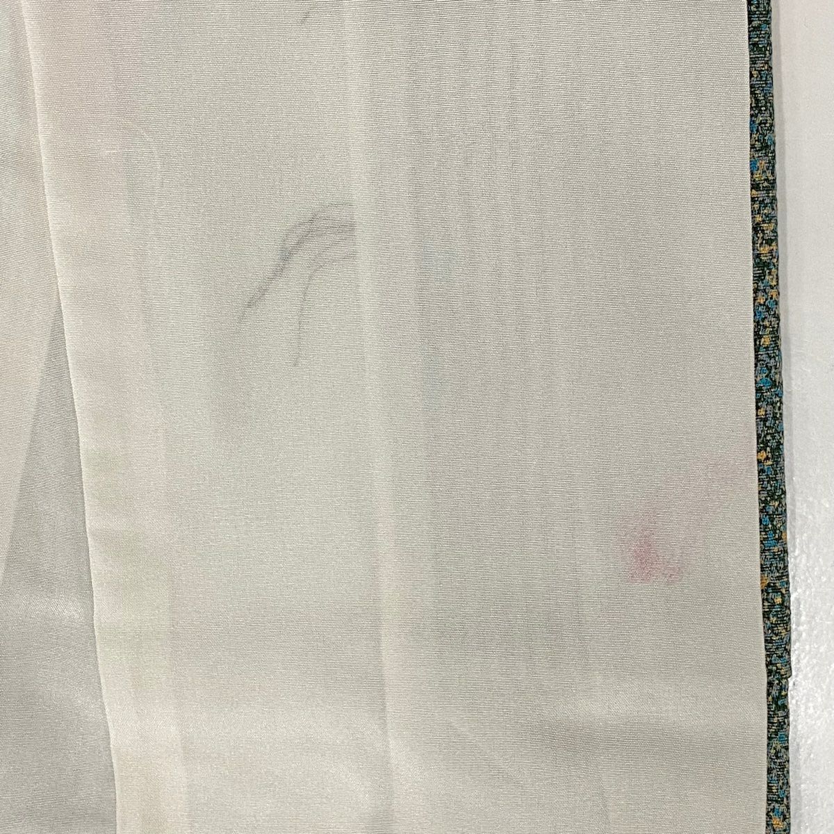 訪問服 身長159cm 袖長67cm M 雙層 椿 笠松樹 金彩裝飾 染分 深綠 純蠶絲 秀品級