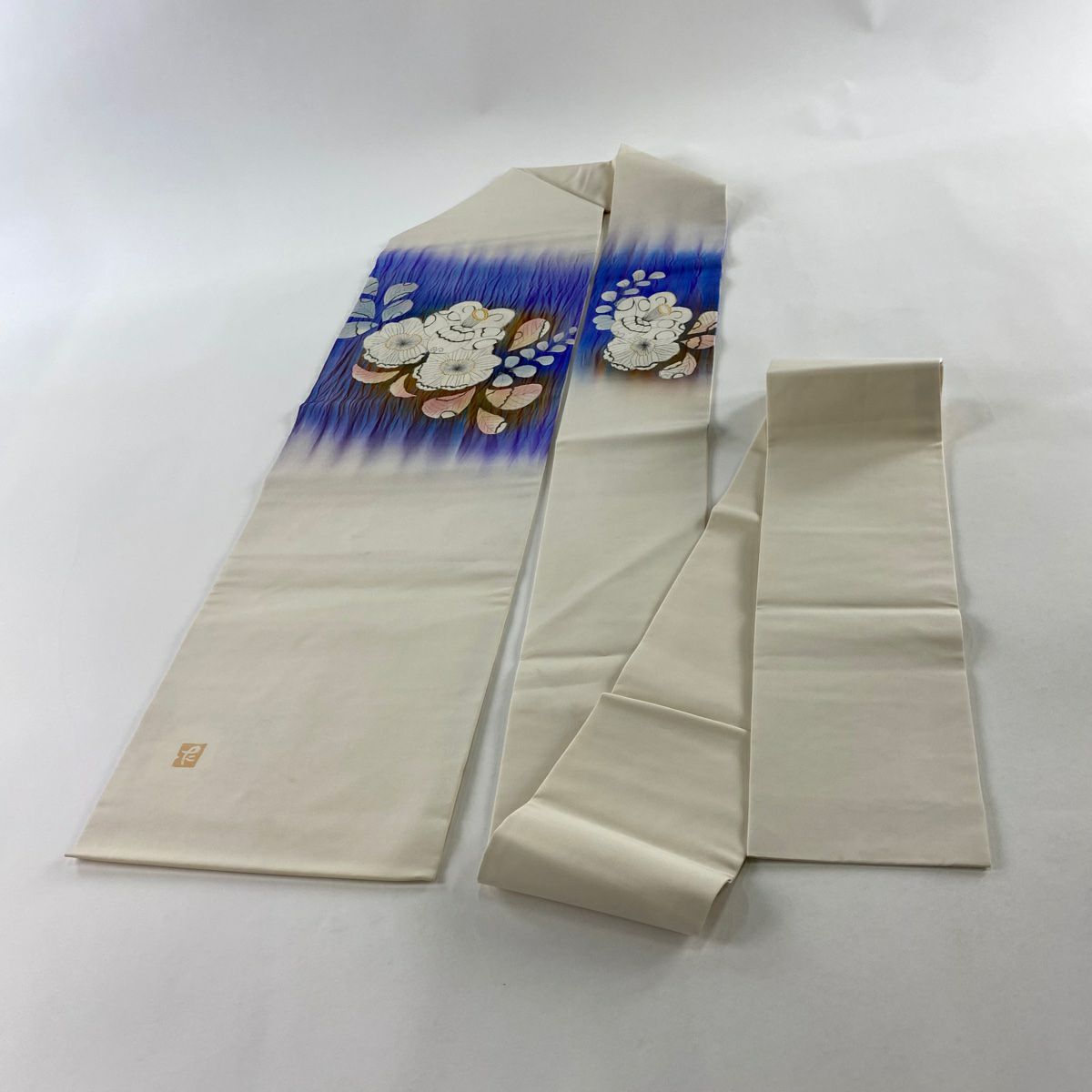 【美品】名古屋帶 優品級 辻花染 絞染 青紫 純蠶絲